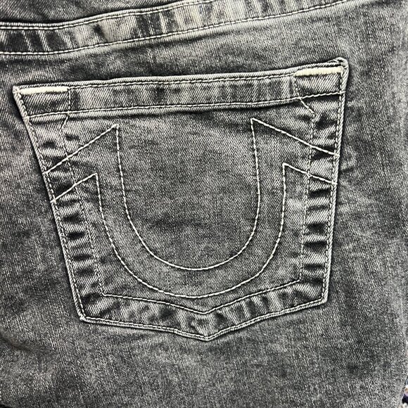 True Religion Billie Mid Rise Straight Leg Gray Denim Cotton Blend Jeans Size 33 - Picture 6 of 10